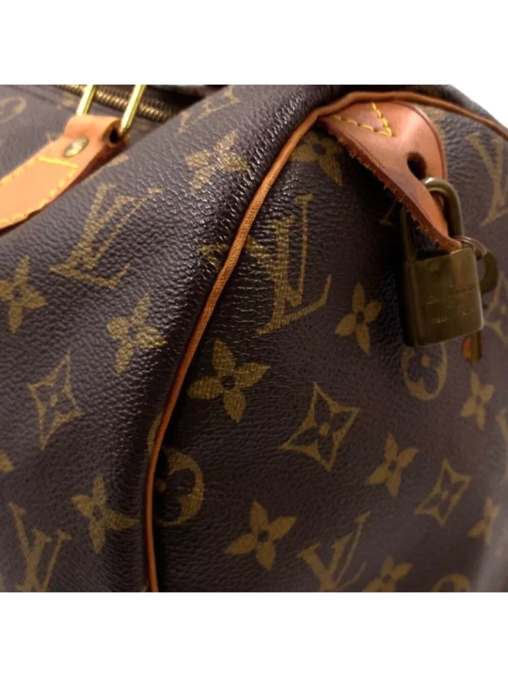 Louis Vuitton Speedy 30 Monogram Leather Brown Light Handbag Gold